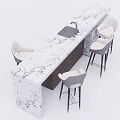 Modern Bar Counter Design With Marble Top And Comfortable Bar Stools 3d model