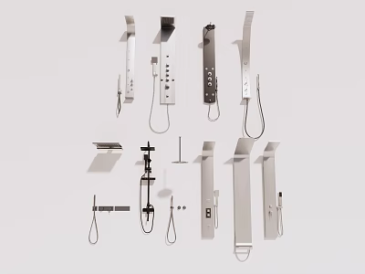 Modern Sleek Shower Head Collection Featuring Various Metal Designs And Installation Styles 3d model