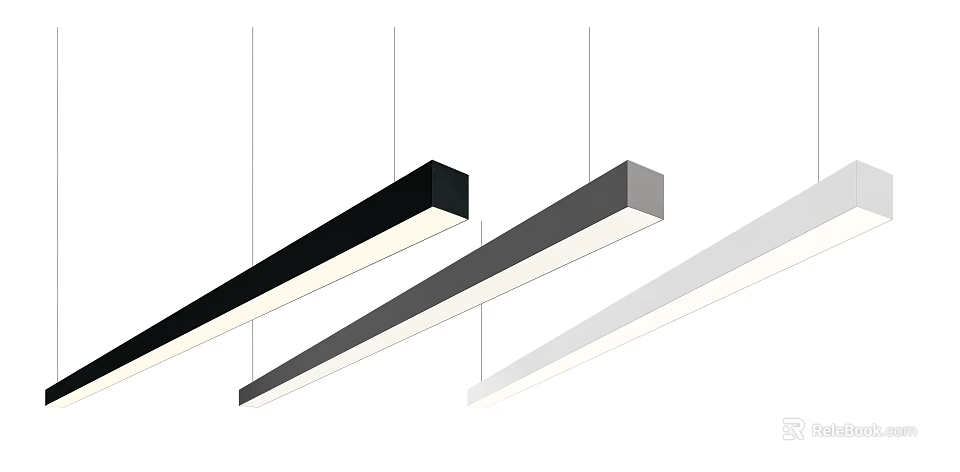 Modern Linear Hanging Pendant Lights With Black Gray White Color Tones 3d model 