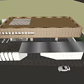 Modern Sales Office Building With White Walls Brown Exterior White Car And Green Plants