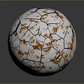 White And Orange Soccer Ball With Cracked Black Lines And Textured Surface