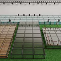 Different Stage Platform Structures With Wooden Glass Surfaces Metal Frames And Lighting Trusses On Grass 3d model