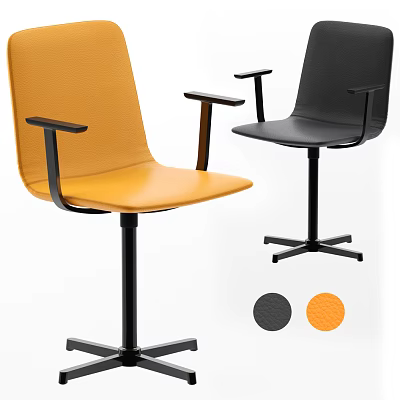 Modern Office Chair With Yellow Black Leather Upholstery Ergonomic Armrests And Swivel Base 3d model