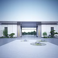 Modern Entrance Gate Design With Spacious Courtyard Stone Pathway And Green Plants