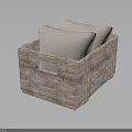 Wooden Crate With Light Colored Cushions For Home Decor And Living Room Use