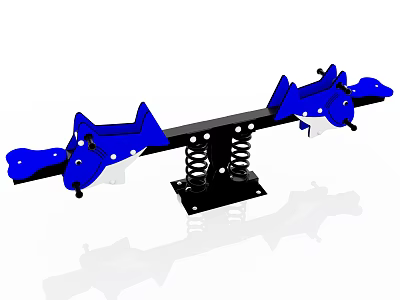 Blue And Black Children's Seesaw With Spring Base For Outdoor Playground Use 3d model