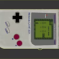Retro Handheld Game Console With White Design Green Screen And Red Buttons