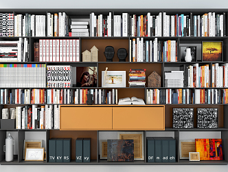 Modern bookcase decorations 3d model