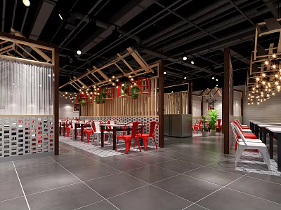 Industrial LOFT Hot Pot Restaurant Hot Pot Restaurant 3d model