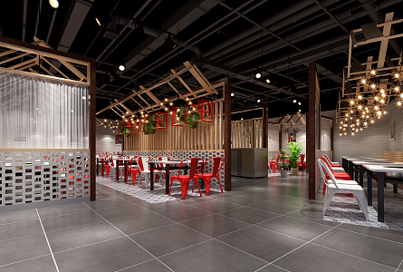 Industrial LOFT Hot Pot Restaurant Hot Pot Restaurant 3d model