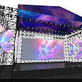 Modern Stage Design With Dynamic Lighting Large Screen And Theme Words 3d model