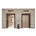 Elevator with Brown Open Door Marble Wall Floor 1 to 15 and 1 to 18 Indicators Design