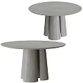 Modern Two Round Gray Dining Tables Featuring Unique Columnar Base Design 3d model