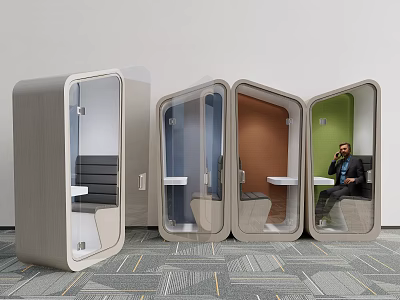 Public Facilities Modern Private Work Pods With Soundproof Design And Office Seating Tables 3d model