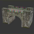Ancient Stone Archway Structure With Weathered Surface And Black Metal Railing 3d model