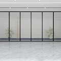 Modern Interior Partition With Black Frame Blinds Design And Marble Floor Plants 3d model