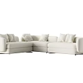 Modern Cream Colored Sectional Sofa With Plush Cushions And Rounded Arms 3d model