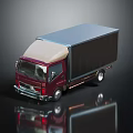 Red And Silver Cargo Truck Model With Reflective Surface And Cab Design