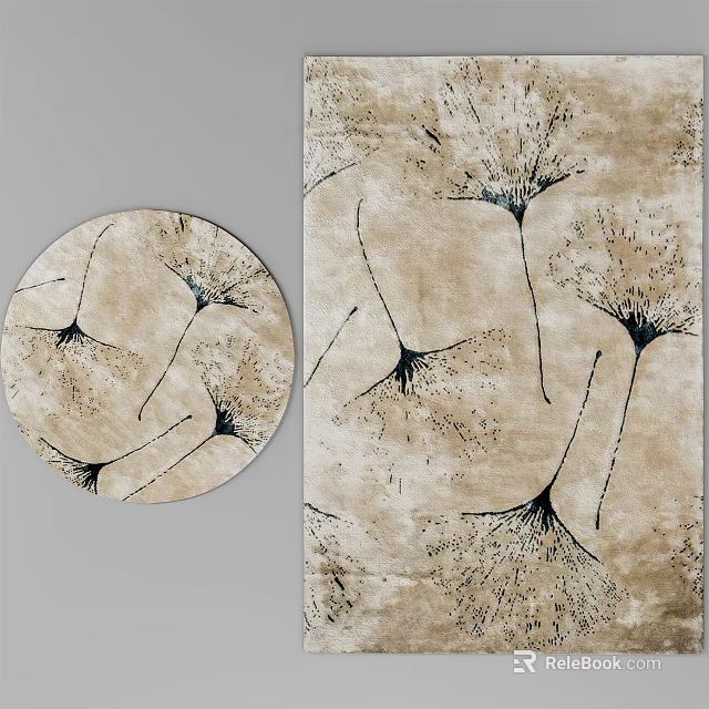 Modern Beige Square Carpet With Abstract Dandelion Seed Pattern Design 3d model