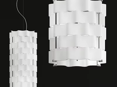 White Modern Pendant Lights With Wavy Layered Design For Home Interiors 3d model