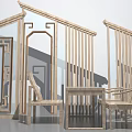 Traditional Chinese Style Interior Design With Wooden Screens Tables And Chairs