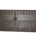 Modern Metal Entrance Gate With Vertical Slats And Secure Lock Design