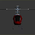 Red And Blue Helicopter Model With Rotors Landing Gear And Modern Design