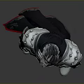 Armored Fantasy Warrior In Silver Black Armor With Red Accents And Cape