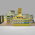 Shopping Mall Store with Yellow Display Shelves Multi-tiered Racks M W Brand and Product Displays