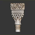 Scenic Historic Landscape Featuring Intricate Carved Stone Pillar Patterns