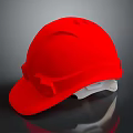 Red Safety Helmet With Protective Design On Dark Reflective Background 3d model