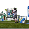 Outdoor Bean Bag Toss Game With Number Grid Tent Design Cloudy Sky Signboard