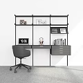 Modern Desk Bookshelf Desk Integrated Desk Desk Chair Table Bookshelf Desk 3d model