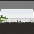 Spacious Villa Balcony With Wooden Flooring Overlooking City Skyline Mountain Scenery And Trees