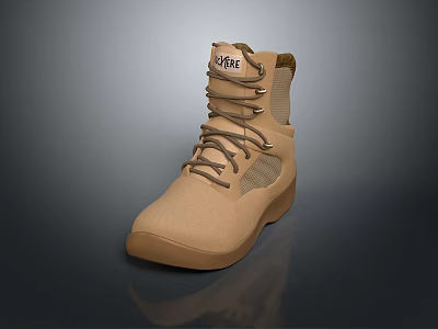 Brown High Top Boots With Air Logo Mesh Panels And Laces For Daily Wear 3d model