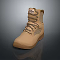 Brown High Top Boots With Air Logo Mesh Panels And Laces For Daily Wear