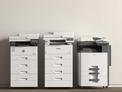 Three Multifunctional Office Appliances In Office 3d model