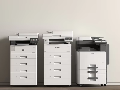 Three Multifunctional Office Appliances In Office 3d model