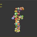 Colorful Emojis Forming Letter F In Vibrant 3D Creative Design