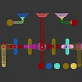 Modern Colorful Faucets in Red Blue Yellow with Unique Handles and Decorative Balls