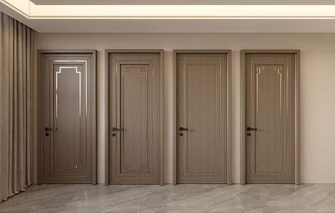 New Chinese style door 3d model