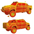 Yellow Toyota Hilux Pickup Truck With Black Wheels Body Logos And Off Road Design