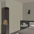Modern Bedroom Wardrobe Design With Light Colored Doors Dark Storage And Bedside Lamp