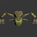Sci Fi Spaceship 3D Model With Yellow Brown Texture And Green Glowing Front 3d model