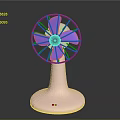 Stylish Electric Fan Featuring Blue Blades Pink Base Protective Grille And Control Buttons