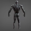 Futuristic Sci Fi Robot Character With Metallic Armor And Red Chest Accents
