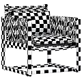 Weathered Solid Wood Woven Armchair With Soft Fabric Cushions For Cozy Living Room Use