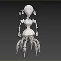 White Mechanical Game Character Featuring Round Head Lights Dress Like Body And Spider Legs
