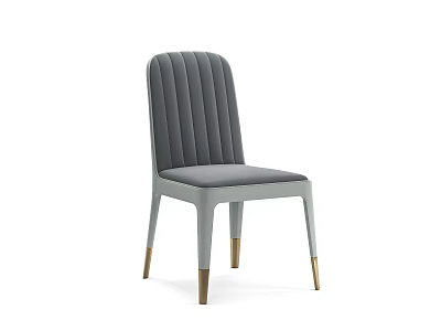 Modern Dining Chair With Striped Backrest Grey Padded Seat Light Grey Legs And Golden Feet 3d model