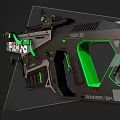 Futuristic Predator Rifle With Black And Green Finish Neon Green Lines And Lucide Design